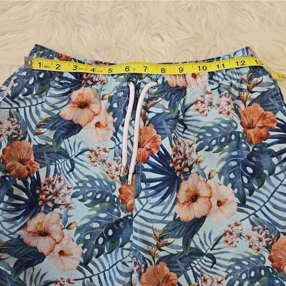 FRANKS Swim Shorts Mens Medium Hibiscus Floral Mesh Lined Tropical Trunks - Picture 8 of 11